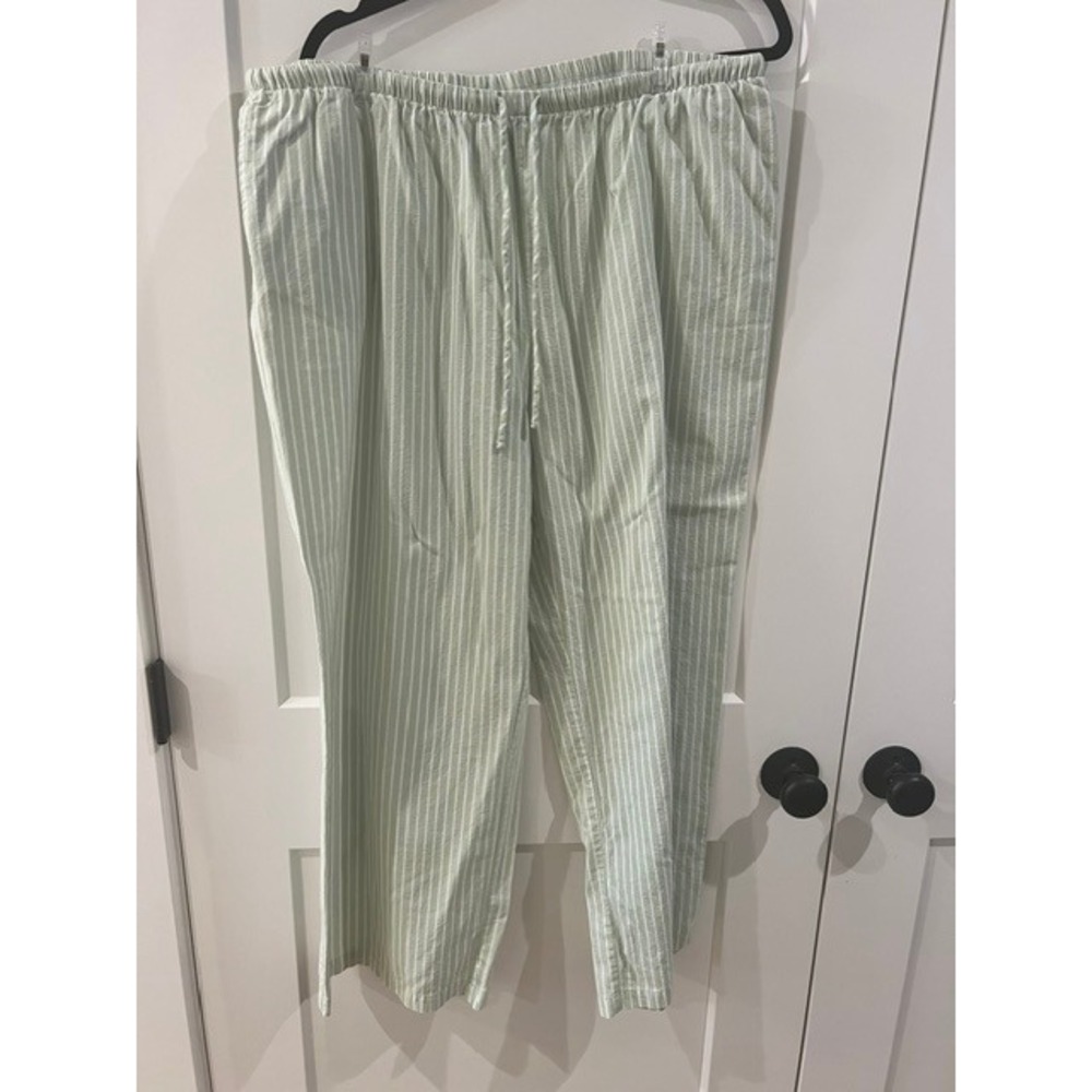 No Boundaries Womens XL Sage Green White Striped Pajama Pants Lounge Bottoms